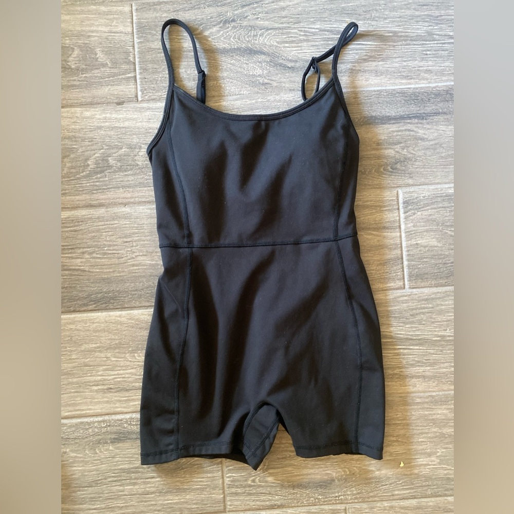 Pac- 1980 Black One-Piece Romper with Slim Straps Small